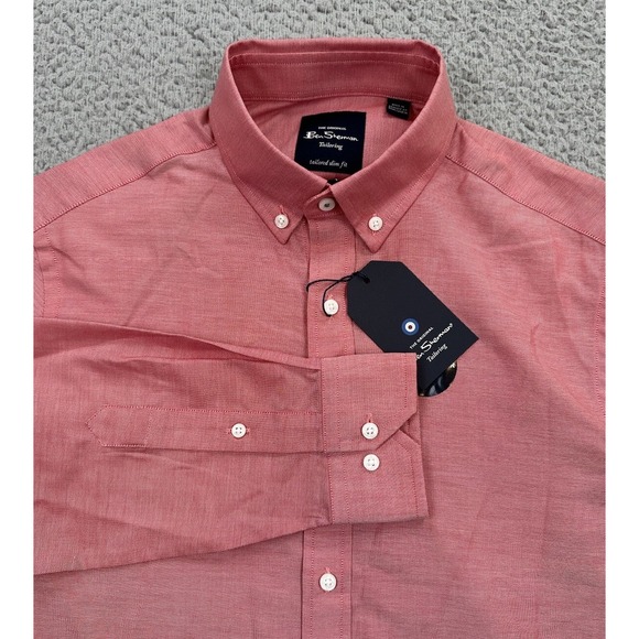 Ben Sherman Tailored Slim Fit Shirt Men's Small 14-14.5 / 32-33 Red Business NEW - Picture 1 of 9